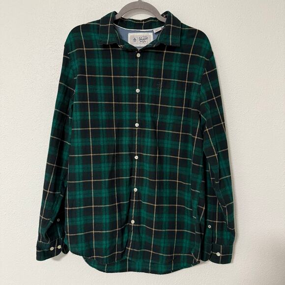 Penguin Munsingwear Men's Green Plaid Button Down Long Sleeve Shirt Large - Picture 1 of 14
